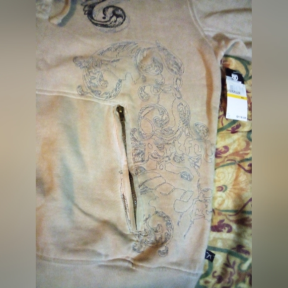 Artful Dodger Ancient Rustic Gothic Graphic Design Spray Hoodie Men's XL Wheat - Picture 9 of 16